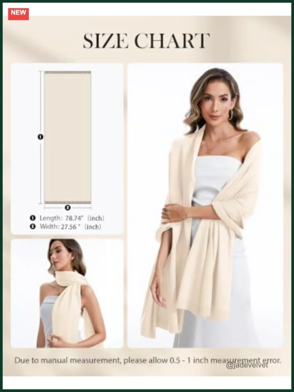 Women's Oversized Cashmere-Like Pashmina Shawl Wrap Winter Bridal Wedding